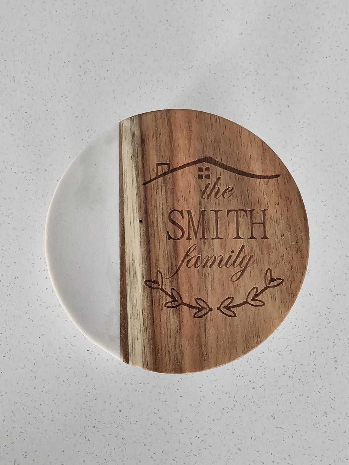 Four Piece Coaster Set in Wood and Marble