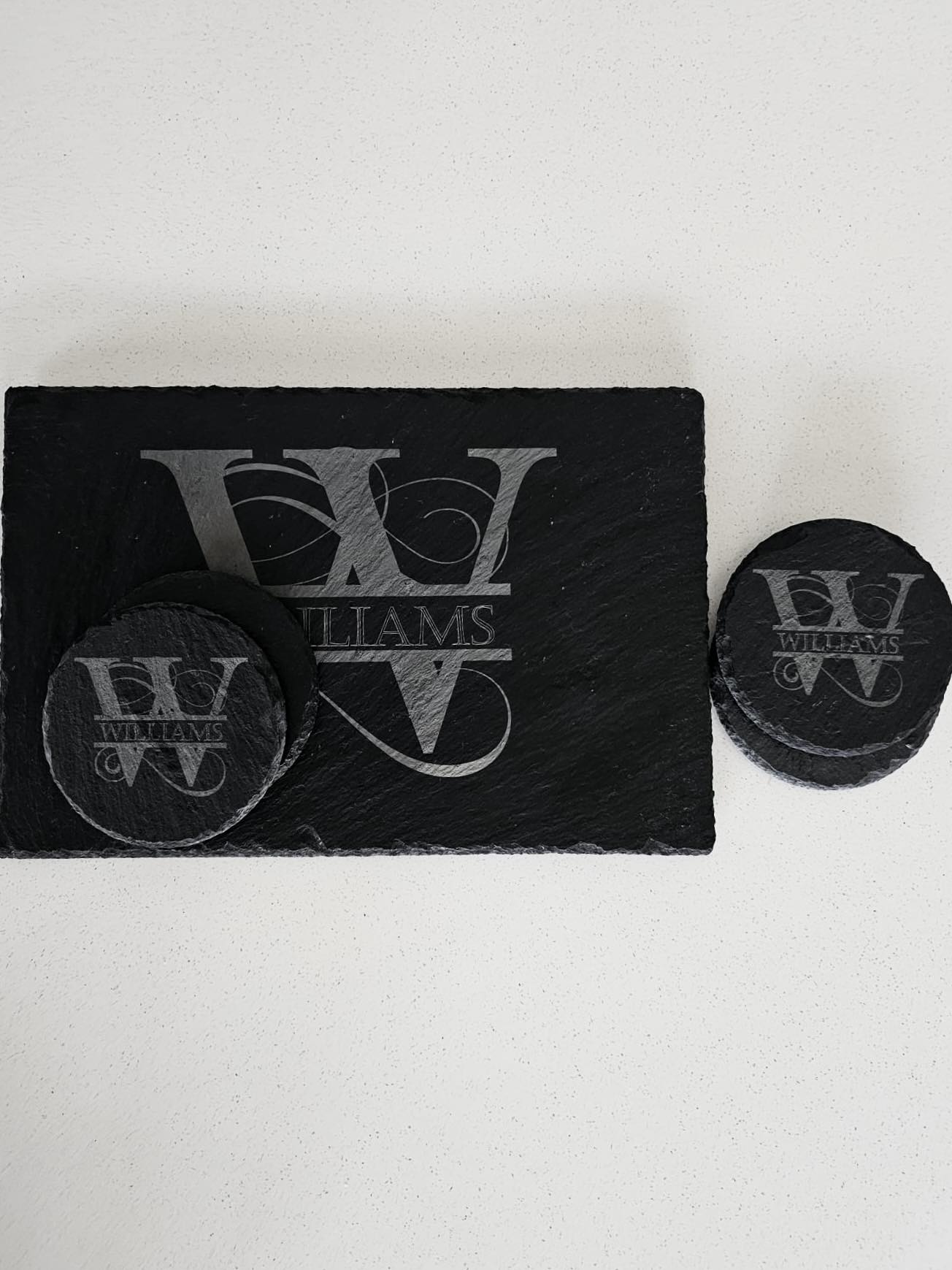 Cheeseboard and Four Piece Coaster Set in Slate