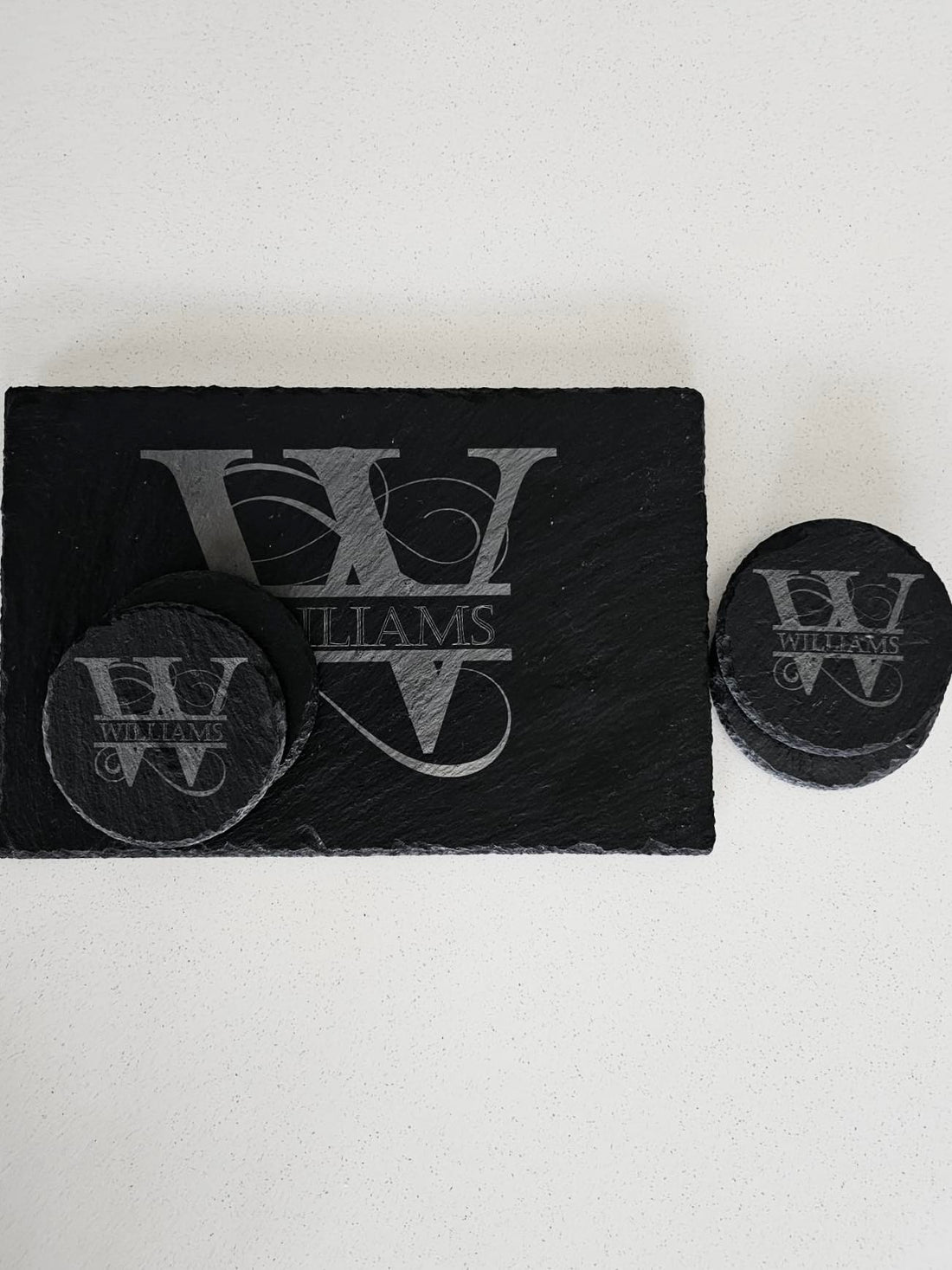Cheeseboard and Four Piece Coaster Set in Slate