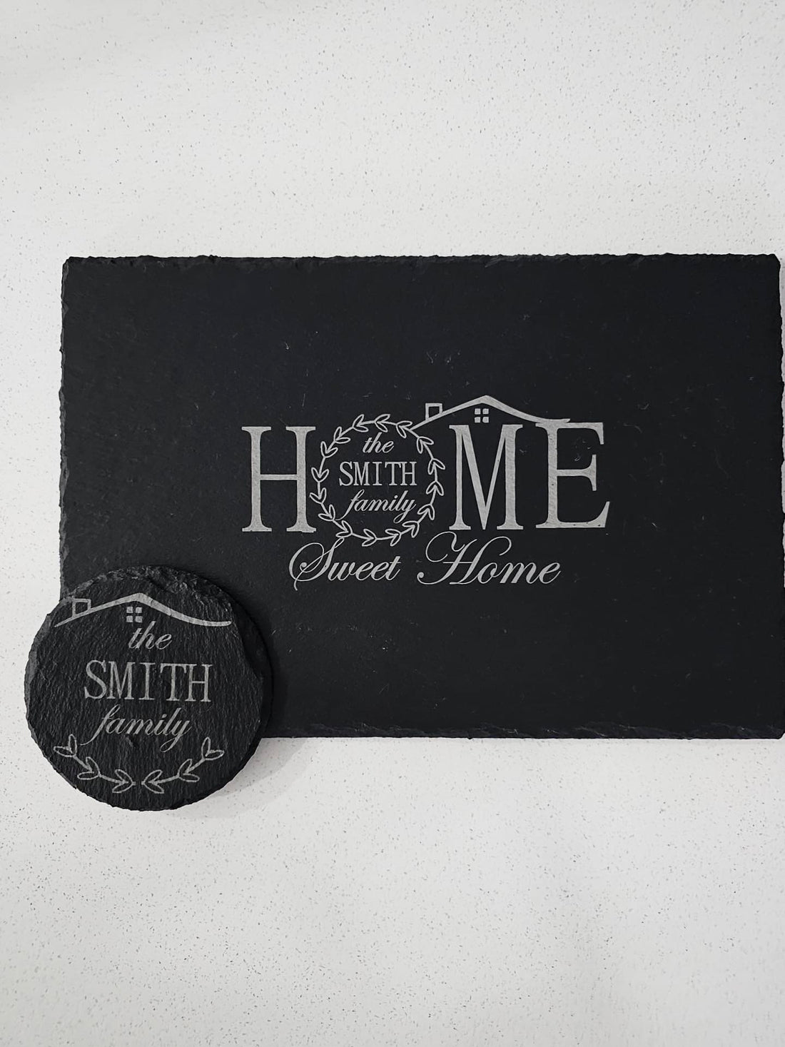 Cheeseboard and Four Piece Coaster Set in Slate