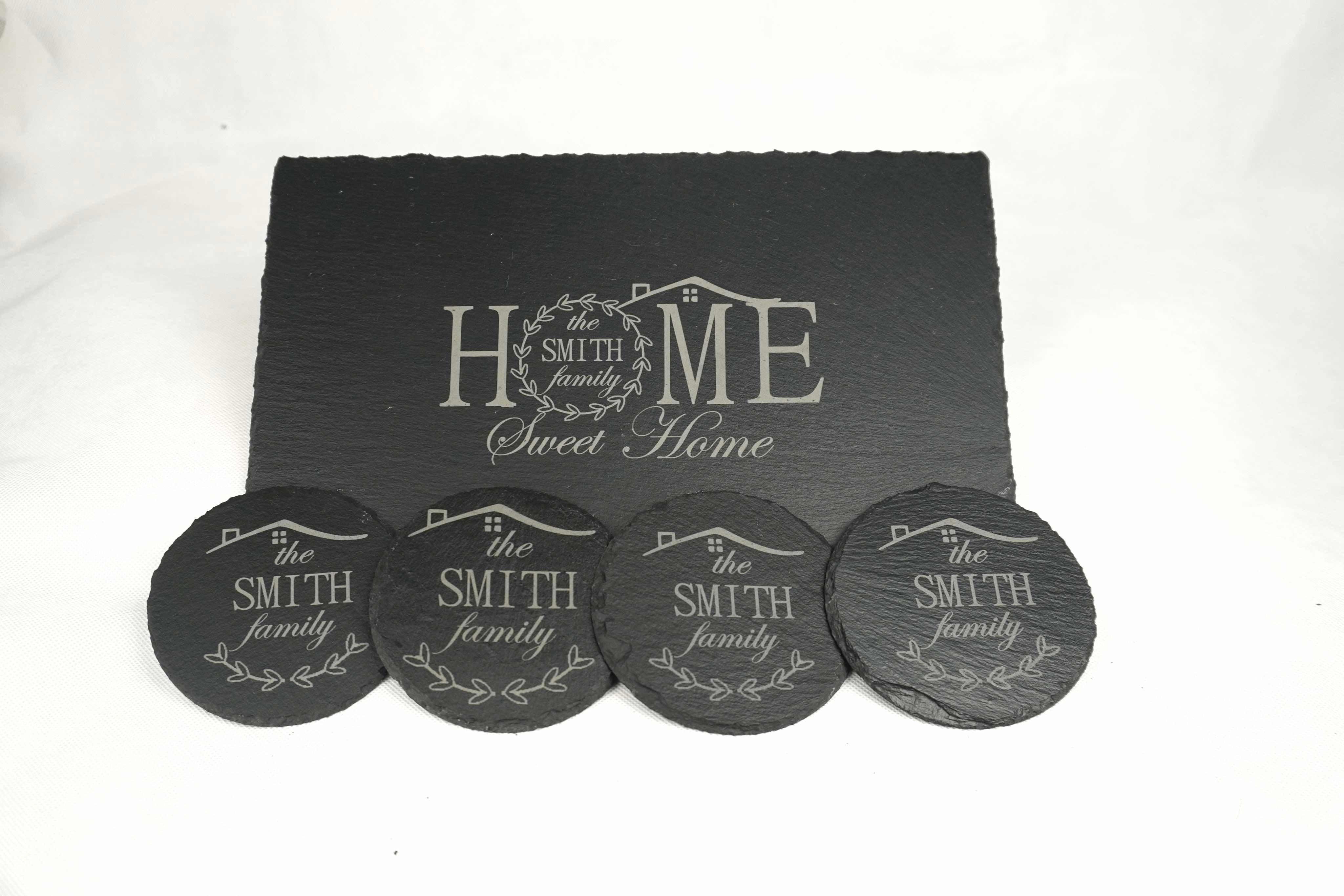 Cheeseboard and Four Piece Coaster Set in Slate