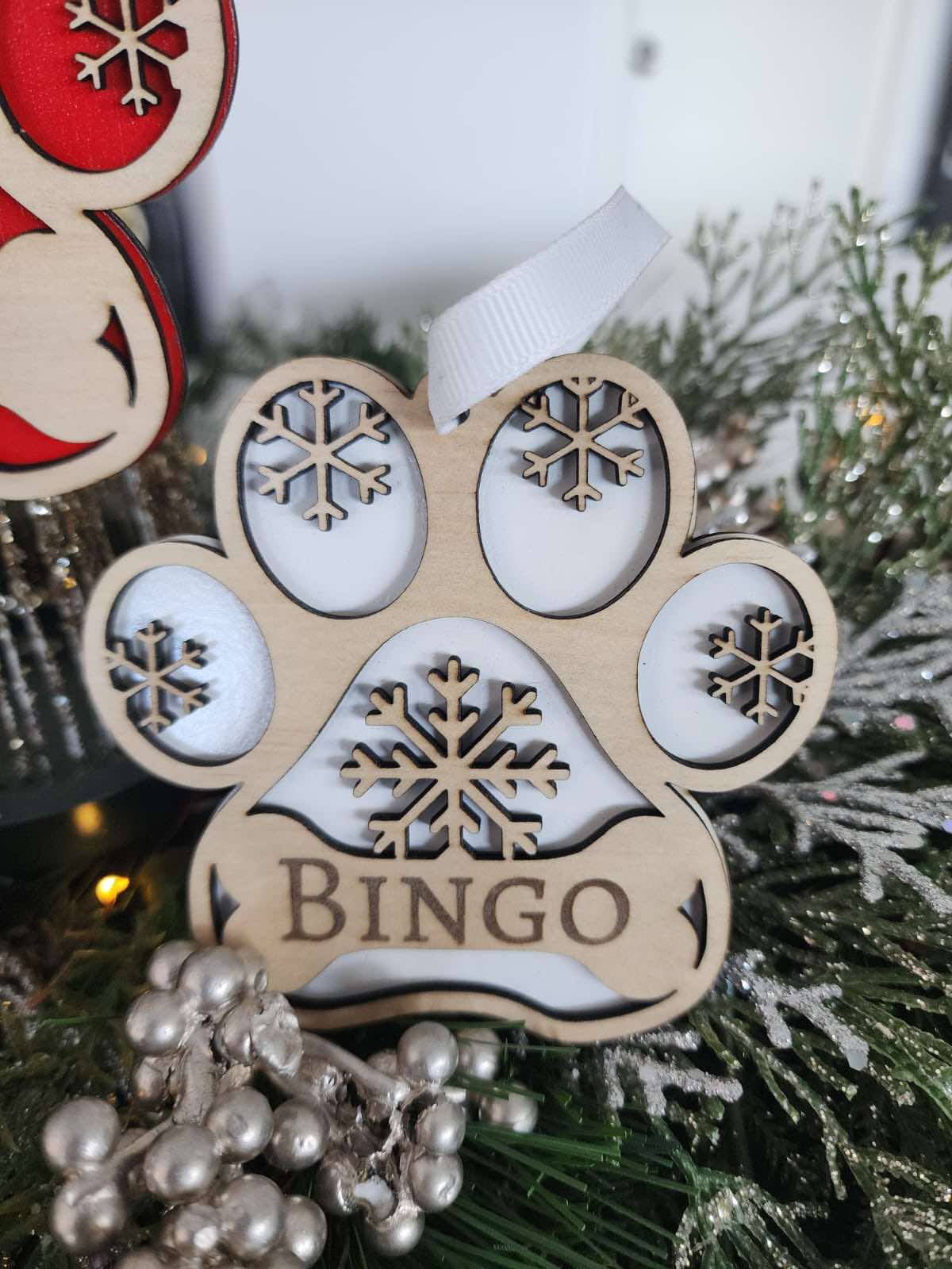 Engraved Dog Bone Christmas Ornament