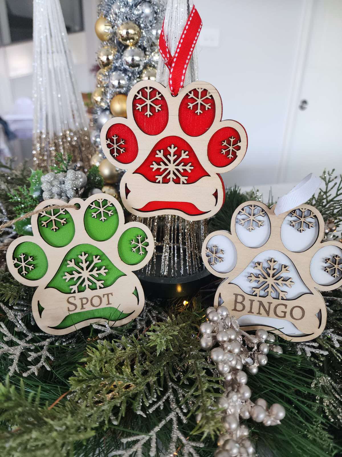Engraved Dog Bone Christmas Ornament
