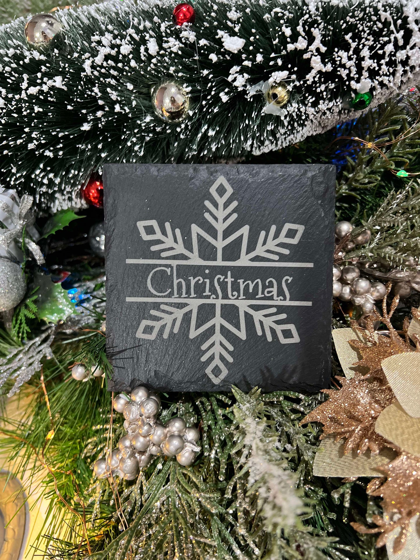 Christmas Custom Engraved Slate Coaster