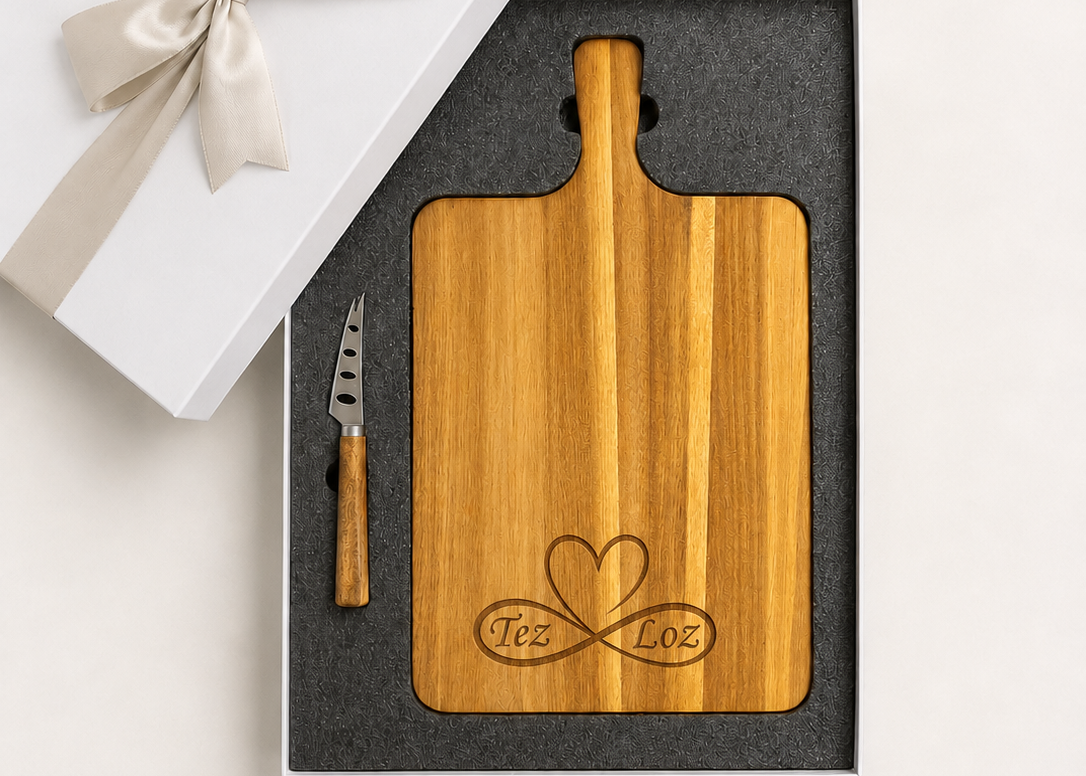Personalised Cheeseboard Gift Box Set Rectangle