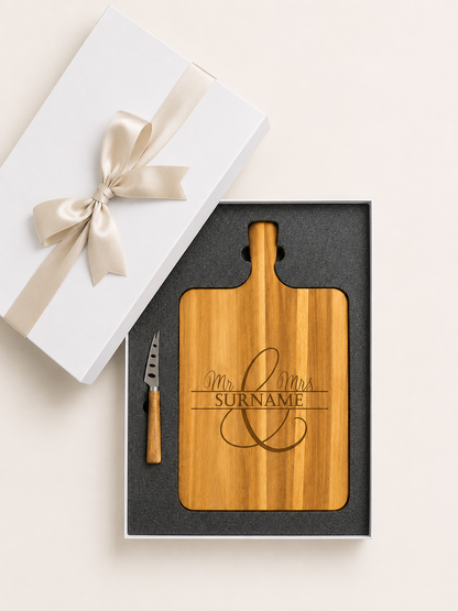 Personalised Cheeseboard Gift Box Set Rectangle