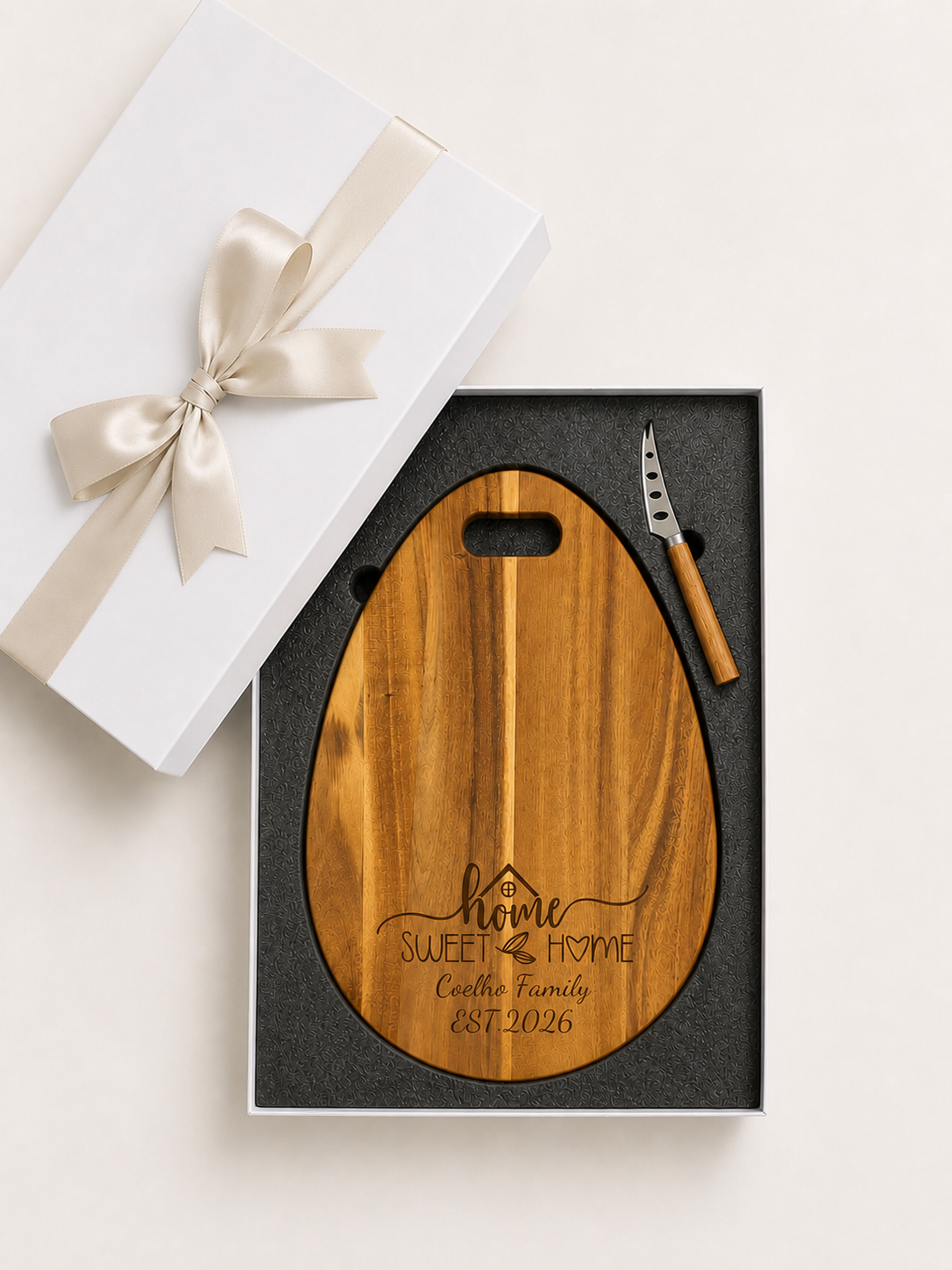 Personalised Cheeseboard Gift Box Set Teardrop