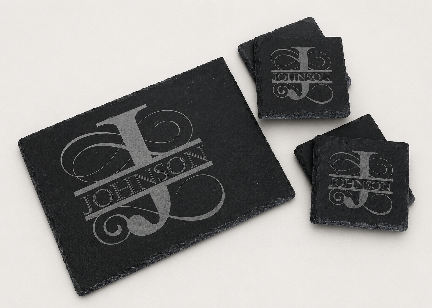 Cheeseboard and Four Piece Coaster Set in Slate